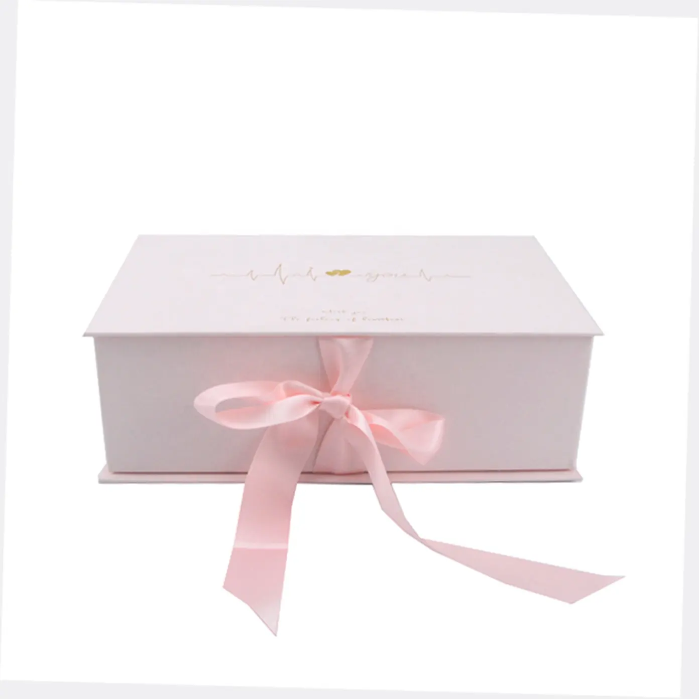 Luxe Custom Stijve Roze Magnetische Gift Verpakking Met Lint