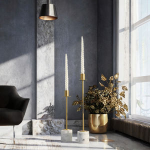 Luxury Eco Friendly <b>Marble</b> Base Tall <b>Candle</b> Holders Gold Metal Stand Modern Christmas Valentine's Day Birthday Decor Living Room - Product Image 3