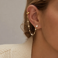 Boucles d'oreilles à clip avec pampilles pour femmes, bijoux fantaisie en gros, hypoallergéniques, en acier inoxydable plaqué or 18 carats avec incrustation de zircon