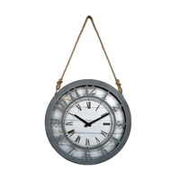 Horloge murale en métal suspendue par corde De Chanvre
