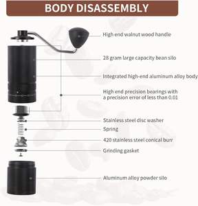 เครื่องบดกาแฟมือหมุนขนาดเล็กพกพา 60 ระดับการปรับภายนอก  วัสดุไทเทเนียมเคลือบทอง  ใบมีด SS BurrAl-Alloy 420 - Product Image 3