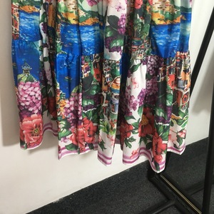 Nouvelle jupe midi taille haute style sicilien, imprimé floral coloré, grande jupe évasée respirante mi-longue pour les vacances - Product Image 3