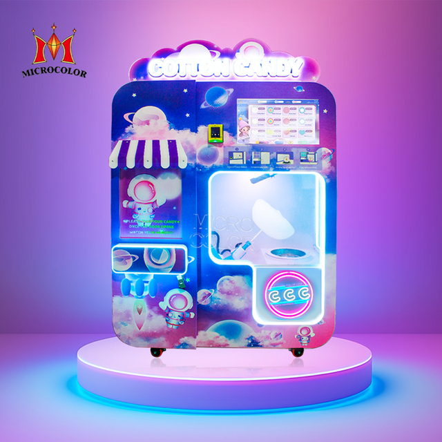 Factory Direct Fully Automatic Sweet Sugar Cotton Candy Vending Machine 22'' Touch Screen SDK Function Commercial Use Stainless