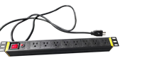 PDU (unité de distribution d'alimentation) 1U 19 pouces avec protection contre les surtensions, 8 prises US/UK/EU, en alliage d'aluminium, montage en rack, 16A pour serveur