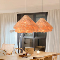 Restaurant de luxe décor à la maison tissé à la main bambou osier pendentif luminaire rotin naturel lampes suspendues lustre