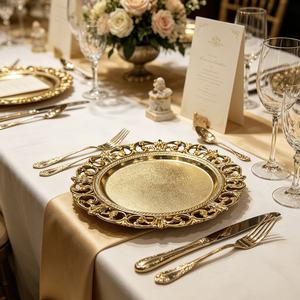 Assiettes décoratives en plastique ajourées de style européen pour hôtels, mariages, fêtes, dîners de Noël et événements – Sous-assiettes - Product Image 6