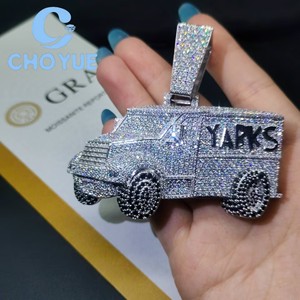 New Trend Iced Out Car Jewelry 925 <b>Silver</b> GRA VVS Moissanite Men Pendant Necklace Hip Hop <b>Charm</b> Pass Diamond Test with GRA - Product Image 6