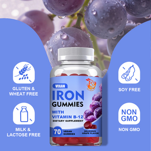 Complément alimentaire végétalien en gommes de fer à marque privée OEM, sans OGM et sans gluten, avec zinc et vitamines B pour le soutien immunitaire - Product Image 4