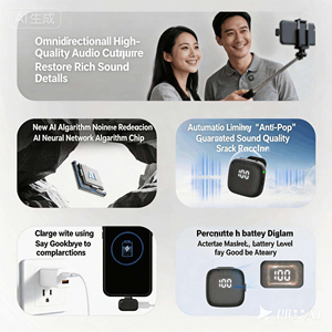 Microphone Lavalier Sans Fil 2.4G MIC3 avec Réduction de Bruit IA et Clip Magnétique Type C pour Smartphone, Vlog et Diffusion en Direct - Product Image 6