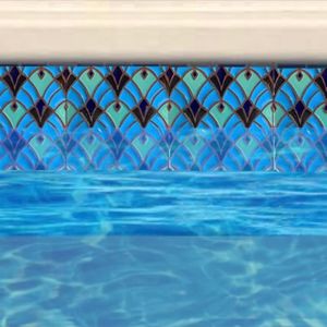 Revival egiziano piastrelle quadrate dipinte a mano Art déco bagno e piscina con finitura smaltata rialzata in modo sicuro e fatto a mano - Product Image 2