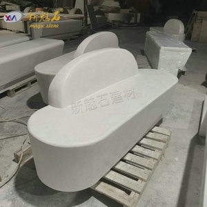 ม้านั่งกลางแจ้งหินวิเศษรุ่นใหม่ UHPCGRC ไฟเบอร์กลาสสีขาว เฟอร์นิเจอร์ตกแต่งสวนสั่งทำพิเศษ - Product Image 3