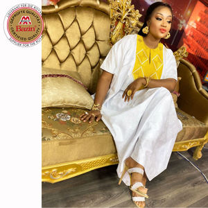 Robe longue <span class=keywords><strong>Bazin</strong></span> à manches courtes pour femmes africaines blanches pour dame nigériane bassin quotidien riche Jacquard Dashiki personnaliser robes Swen - Product Image 4