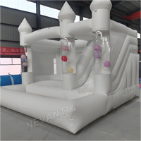 Nouveauté 2025 : Château gonflable commercial d'extérieur pour enfants avec toboggan et piscine à balles, en PVC blanc