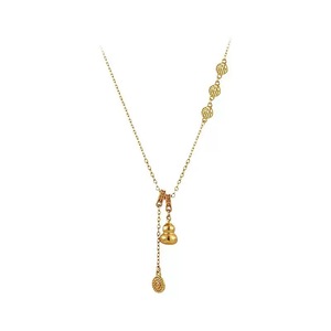Auspicious Gourd Necklace Sand Gold Zinc Alloy Clavicle Chain Gift Fashion Jewelry - Product Image 4