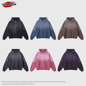 Sweat à capuche vintage délavé pour homme, 480 g/m², 100 % coton, coupe ample à épaules tombantes, motif uni, style hiver - Product Image 2