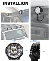 Feux LED ronds de 5 pouces pour tout-terrain, feux de fossé, 3200LM, spot ultra large central, adaptés aux pick-up, camions, VUS, VTT