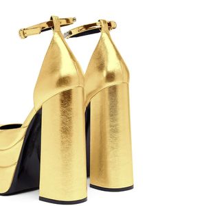 Escarpins Chunky à Plateforme Dorés/Argentés avec Strass pour Soirées et Clubs – Chaussures d'Hiver Tendance à Talons Hauts - Product Image 3