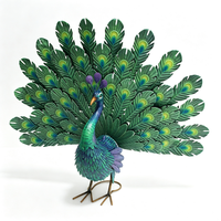 Statue de paon en acier pour jardin - Ornement extérieur résistant aux intempéries avec revêtement en poudre pour jardin, patio et pelouse