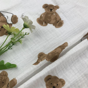 Wholesale 100% Cotton Muslin Fabric for Baby Custom Printed <strong>White</strong> Double <strong>Gauze</strong> with Bamboo and Cotton for Boys - Product Image 3
