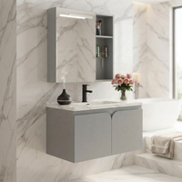 Meuble-lavabo de salle de bain moderne en acier inoxydable WJL, vasque en céramique intelligente avec éclairage LED, directement de l'usine