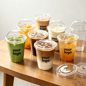 Gobelet jetable transparent en PET de 450 ml et 300 ml (32 oz), modèle 107 mm, grande capacité pour fruits, thé au lait et matcha - Product Image 1