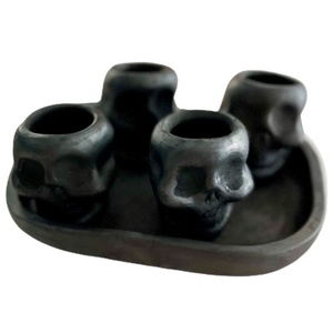 Personnalisé Cinco De Mayo barware crâne bizarreries bar décor noir argile poterie jour des morts mexicain céramique sucre crâne verre à liqueur - Product Image 2