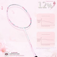 Raquette de badminton ALP New Cherry Carbon Fiber rose et violette modèle Goddess pour fille, cordage T800, poignées installées.