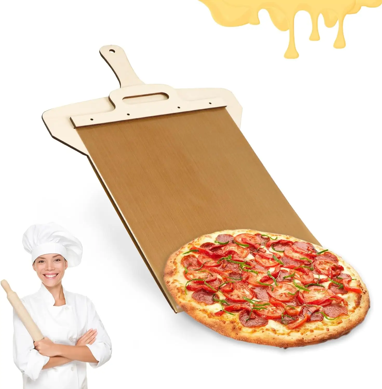 Pá de plástico antiaderente para fazer pizza, ferramenta deslizante para assar, pá de plástico para fazer pizza, novo design