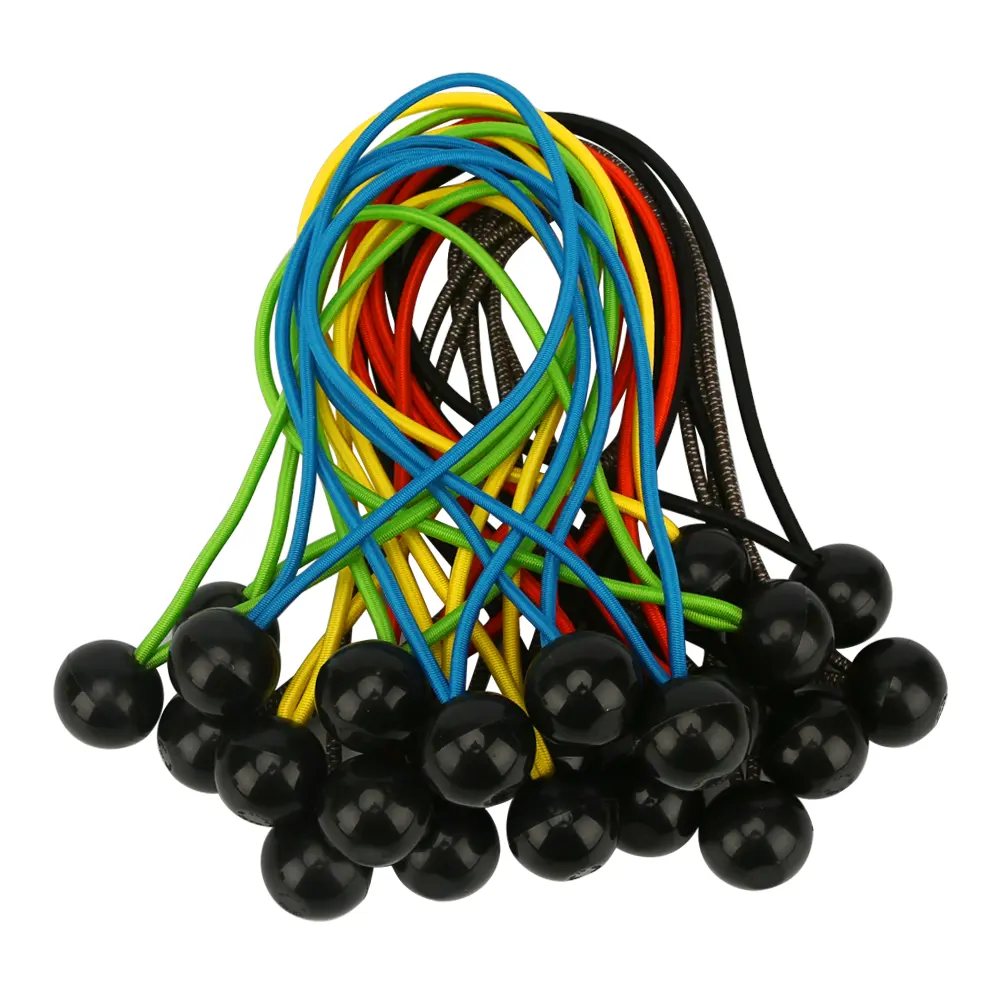 High Strength 4mm 5mm Colorful Elastic Rubber Bungee Cord PP Ball Head Tent Bungee Cord With Balls