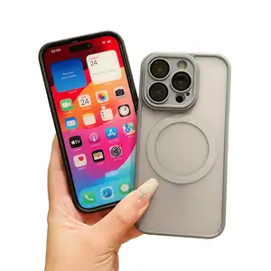 جراب مغناطيسي يغطى عدسات الهاتف بالكامل لهواتف iPhone 15 14 13 12 11 PRO MAX جراب هاتف محمول مع غشاء عدسات زجاجية