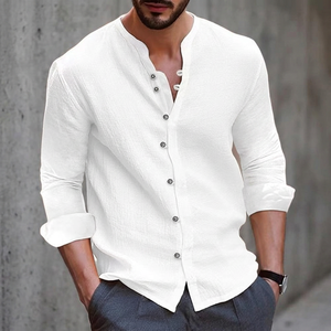 Hawaii New Fashionable Men's Vintage Stand Button <b>Shirts</b> Spandex/Polyester Breathable Quick Dry V-neck Casual Short Sleeve for - Product Image 3