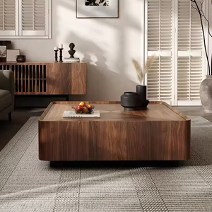 Italian Minimalist <strong>Black</strong> Walnut Solid Wood Coffee <strong>Table</strong> Square Storage Nordic Furniture Modern <strong>Small</strong> House Coffee <strong>Table</strong> - Product Image 5