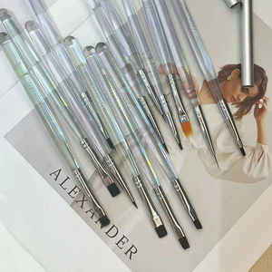 Ensemble de pinceaux à ongles avec manche en acrylique, poils doux, logo personnalisé OEM ODM, pinceaux pour la peinture au gel UV, outils de beauté pour salon - Product Image 1