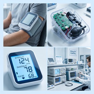Scheda di controllo principale ENIG per misuratore di <span class=keywords><strong>pressione</strong></span> elettronico, sensore di <span class=keywords><strong>pressione</strong></span> oscillometrico a 2 strati, driver motore pompa, OLED, ritmo cardiaco - Product Image 6