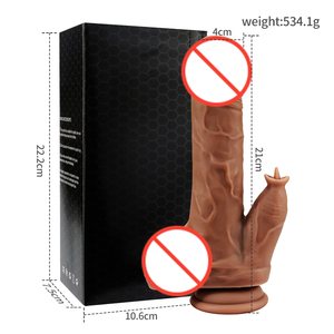 Vibrador <span class=keywords><strong>Dildo</strong></span> de Silicone Líquido Dois-em-Um com Controle Remoto Retrátil e Aquecimento Simulador de Língua para Mulheres Brinquedos Sexuais para Adultos - Product Image 6
