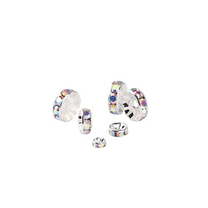Cuentas de diamantes de imitación para ruedas, espaciadores redondos de circonita cúbica, fornituras de joyería para componentes de fabricación de pulseras DIY, en oro, plata y blanco. - Product Image 2