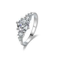 Bague de fiançailles ajustable en argent S925 avec moissanite GRA 1 carat couleur D VVS1, passe le test du stylo, pour femme