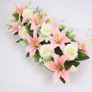 ที่กำหนดเองดอกไม้ประดิษฐ์ฉากหลังแต่งงานตกแต่งดอกไม้แถวจัดด้วยราคาขายส่ง - Product Image 5