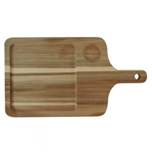 Bandeja de servir de madera de acacia, rectangular, de madera maciza, con asa, para uso en la cocina. - Product Image 1
