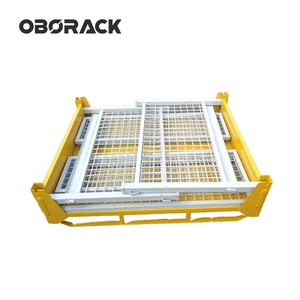 Caisse de stockage métallique pliable en acier, thermolaquée, avec roulettes, verrouillable et empilable, pour entrepôt et transport de déchets métalliques - Product Image 2