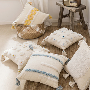 De algodón al por mayor casa tejido almohada <span class=keywords><strong>Boho</strong></span> borla de pelo insertado de Macrame <span class=keywords><strong>Boho</strong></span> almohada - Product Image 3