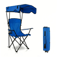 Chaise de camping pliable CE pour l'extérieur avec auvent réglable UPF 50+ et porte-gobelet, chaise inclinable portable pour le camping