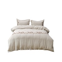 Literie de luxe haut de gamme en chanvre naturel avec broderie florale, durable, absorbant l'humidité, séchage rapide, housse de couette et taie d'oreiller pour la maison