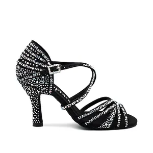 Women Luxury Crystal Light Flexible Heels Dancing Latin Salsa Dance Shoes