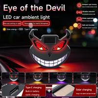 Feu de signalisation LED solaire pour voiture, motif visage de démon, sans câblage, multi-modes, avec capteur de vibration et ventouse