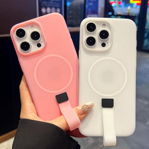 Funda adecuada para iPhone 17 Pro Max, color sólido simple con cordón magnético integrado, funda protectora completa anticaídas para teléfono. - Product Image 1