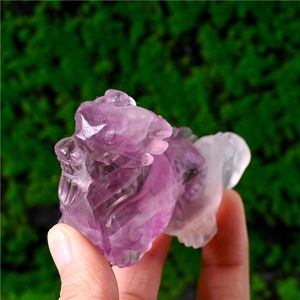 สินค้ามาใหม่ คริสตัลฟลูออไรต์สีรุ้ง รูปมังกรจีนแกะสลัก สำหรับตกแต่ง - Product Image 4