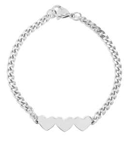 Inspire bijouterie usine <span class=keywords><strong>prix</strong></span> de gros 18K or PVD acier inoxydable gravable 3 coeurs sur <span class=keywords><strong>gourmette</strong></span> Bracelet bijoux de mode - Product Image 4