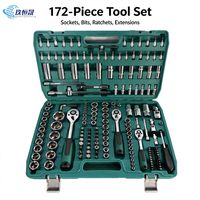 Jeu de clés à douilles métriques CRV de 172 pièces, 1/4 ", 3/8 ", 1/2 ", poignée à cliquet réversible, kit d'entretien automobile, outillage de mécanicien