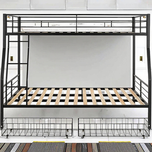 Đầy đủ XL nữ hoàng kim loại giường tầng lưu trữ ngăn kéo Heavy-Duty guardrails tiết kiệm không gian thiết kế-không có hộp mùa xuân cần thiết cho thanh thiếu niên - Product Image 6